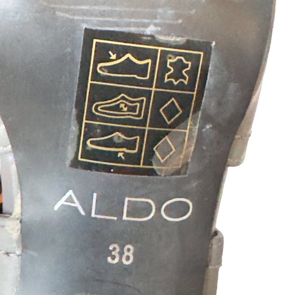 Aldo Shoes Gray Leather Buckle Peep Toe Platform High Heel Bootie Women Eu 38 US - Picture 11 of 15